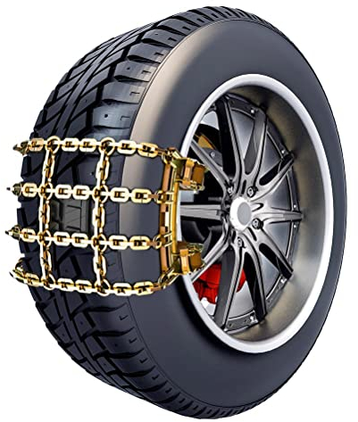 Rutschfeste Auto-Schneeketten, Universelle Rutschfeste Schneeketten mit Automatischer Spannschnalle, Universell Verstellbare Sicherheitsketten PKW-SUV-LKWs (L(215-285mm.))