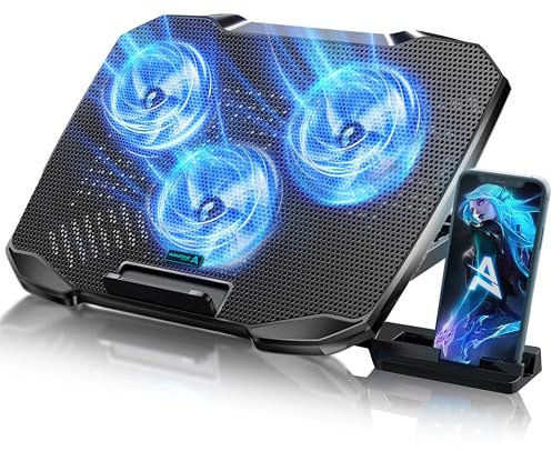 Aimzone - Gaming Laptop Cooling Pad with 3 Quiet LED Fans, Laptop Cooler Stand, Enhanced System, Height Adjustable, Ergonomic Design, 12 in to 15.6 in, USB Powered