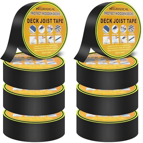 Neuradical Deckbalkenband für Terrassendielen, wasserdichtes und korrosionsbeständiges Butyl-Deckband für die Oberseite von Balken, Randbalken, unter Balken und Trägern (8 Stück, 2 x 50')