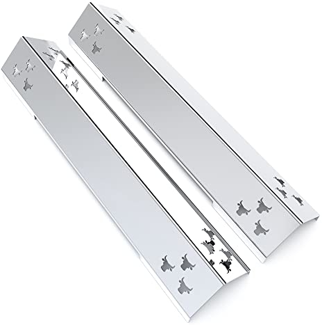 tuning-art GA28 Gasgrill Brennerabdeckung Edelstahl kompatibel mit Jamestown Knox 2-Brenner Gasgrills | Brennerschutz | Passgenau, Farbe:2er Set Chrom Bulle