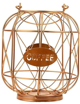 Coffee Pod Holder Coffee Pod Basket Store 30 52mm Coffee Capsules Coffee Pod Container Organizer for Cafes Countertop Kitchen, Rose Gold