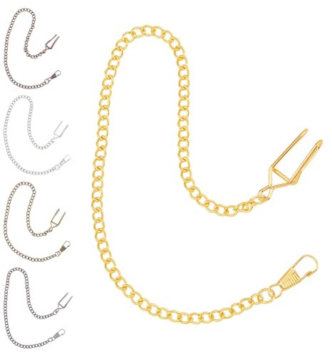 SUPERFINDINGS Taschenuhrkette Mit Clip 5cm Legierung Albert Westenkette Vintage Taschenuhrkette Mit Karabinerverschluss (Schwarz/Silber/Bronze/Gold) 37.3 Stück