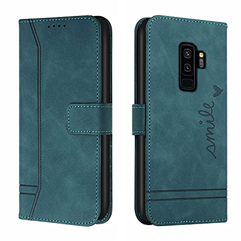 Trugox Handyhülle für Samsung Galaxy S9+ (S9 Plus) / G965F Hülle Klappbar Klapphülle mit Kartenfach Handytasche Handy Schutzhülle Tasche Leder Wallet Flip Case Slim Book Cover - Blaugrün