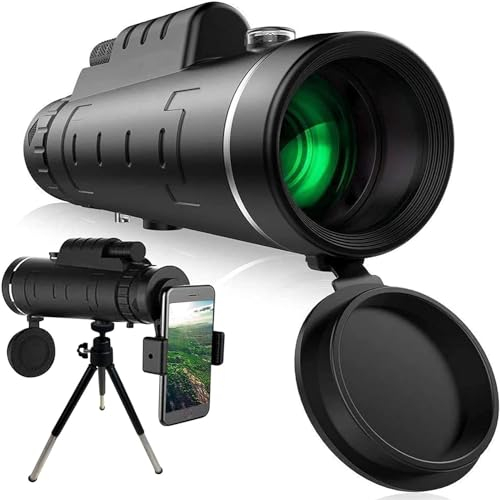 Tragbares Monokular-Teleskop, 40X60 High Power Monokular Teleskop HD Monokular für Erwachsene mit Smartphone Adapter & Stativ, Kompaktes Monokular für Vogelbeobachtung, Wandern, Camping, Reisen