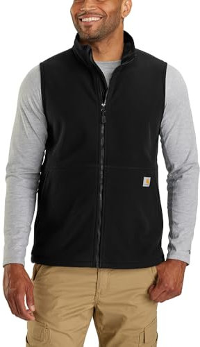 Carhartt Gilet in pile da uomo 106418 con cerniera intera e vestibilità comoda, nero, Large