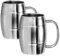 COM-FOUR® Taza de Acero Inoxidable XL - Jarra de Cerveza 400 ml - Taza para Acampar de Doble Pared (2 Piezas, Color Plata, Aspecto Barril)