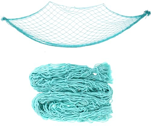AHQiZFX Fischnetz-Deko,100X200cm Nautisches Fischnetz,Maritime Fischerei Deko Outdoor,Mediterranen Stil Fischerei Deko,Hängendes Fotonetz,für Zuhause Wohnzimmer Wandbehänge Fotografie Bar Party-blau