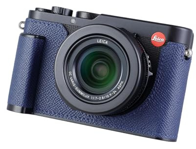 SIUTATDSH Kamera-Halbtasche für Leica D-LUX 8, Vintage-Metall, echtes Leder, Sofortbildkamera-Schutzhüllen stilvoll, tragbar, stoßfest (Blau, L)