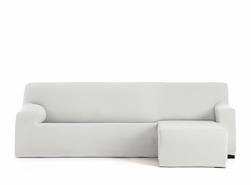 Eysa Bi-elastischer Sofabezug für Chaiselongue, mit kurzem Arm auf der rechten Seite, weiß, Design Harlem