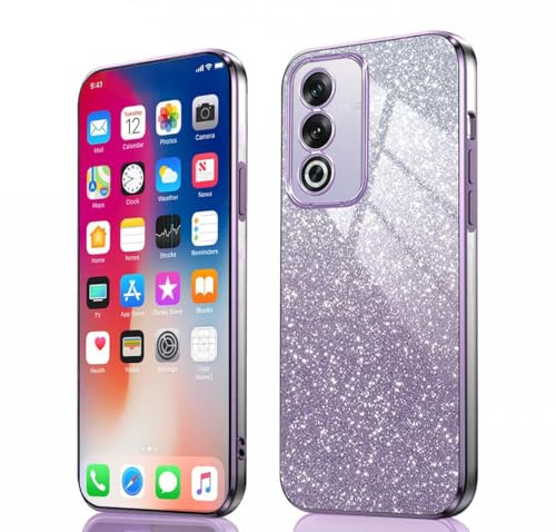 PEIYE Cover per Oppo A80 5G - Custodia Antiurto in Silicone Morbido, con Bordo Elettroplastificato e Carta Glitter Integrata, Case -Viola Gradiente