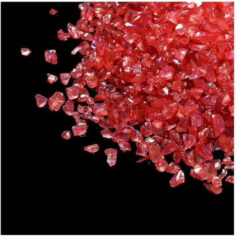 Wisafory Crushed Glass Chips Unregelmäßiges Glaschips Glitter Ungebohrte Glasperlen Transparent Glas für Hochzeit Party Vasenfülle Hochzeiten Tischdekorationen Kunsthandwerke 100g Rot