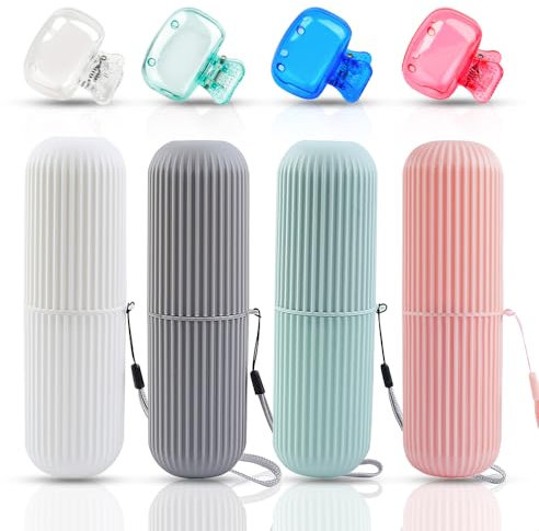 Zahnbürsten Etui, 4 Stück Zahnbürsten Box, Zahnputzbecher Reise, Zahnbürsten Etui Reise, Zahnbürste Reiseetui Mit 4 Stück Zahnbürsten Abdeckungen für Camping Reisen Wandern Geschäftsreisen Zuhause