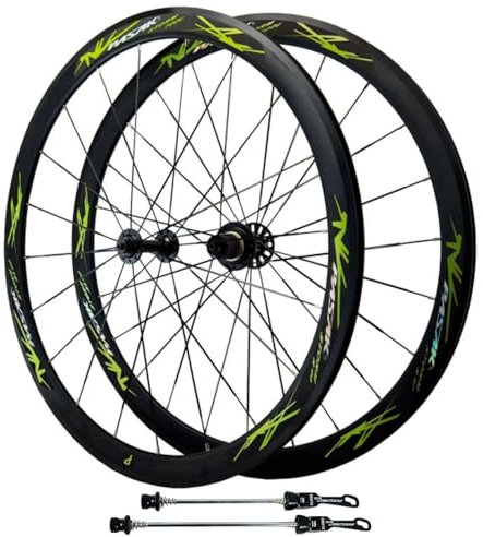 GEIRONV Paire Roues de Vélo Route 700C, Alliage D'aluminium Avant 2 Arrière 4 Roulements 20/24 Trous Jantes À Double Paroi Moyeu À Dégagement Rapide 7/8/9/10/11/12 Vitesses(Front Rear Wheel)