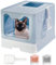 JUPPLIES - Arenero para Gatos Cerrado Con Doble Entrada - Caja de Arena Cubierta 51x38x41cm - Bandeja Extraíble y Pala - Fácil Limpieza (Aqua)