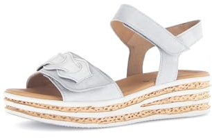 Gabor Damen Riemchensandalen, Frauen Sandalen,flach,Sommerschuhe,Freizeitschuhe,offene Schuhe,Strandschuhe,lightgrey(So.Kalk),38 EU / 5 UK