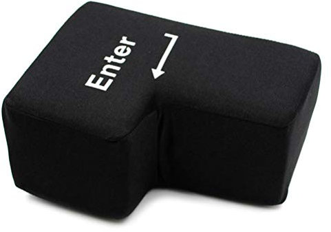 Big Enter Button Enter Taste Pillow USB Enter Taste Kissen Relax Nap Kissen Büro Anti Stress Kissen with Datenkabel für Kollegen und Freund (Schwarz)