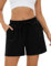 Terecey Sporthose Damen Kurz Freizeithose Jogginghose Traininghose - Running Yoga Workout Sport Shorts mit Taschen und Kordelzug - Atmungsaktive High Waist Kurze Hosen fur Gym Jogger, Schwarz M