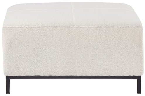 Beliani Elegantes Ecksofa mit Hocker rechtsseitig Bouclé Stoff weiß Oslo