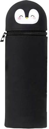 Onperpoe Kawaii Soft Silicone School Pencil Case, Animal Pencil Case Cute Penguin Pen Holder Black Penguin Gifts