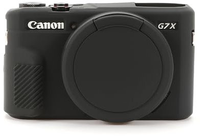 G7X Mark II Case,Soft Silicone Protective Case Ultra-Thin Lightweight for Canon PowerShot G7X Mark II Camera with Removable Lens Cover (Black)