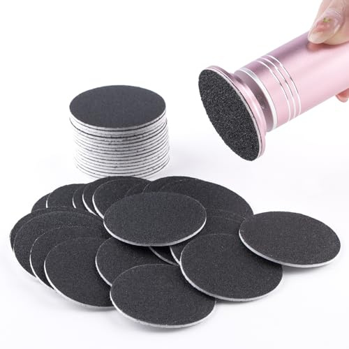 BNG 60pcs Foot File Replacement Sandpaper Discs Self-Adhesive Electric Pedicure Foot Sanding Pads for Callus Remover, Professional 4.2CM Foot Refile Pads for Women Men Hard Dead Skin (#180)
