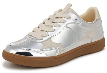 Blowfish Malibu Women's Tastic Lace Up Trainer, Silver, Medium Fit, UK 6