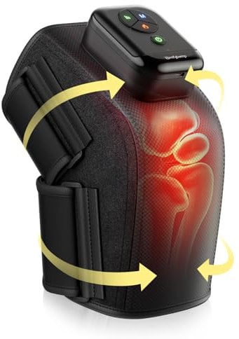 Comfytemp Cordless Knee Massager with Heat, Portable 3D Air Compression Massage for Circulation and Pain Relief, Adjustable Rechargeable Knee Warmer Wrap for Joint Pain & Stiff, Muscle Strain