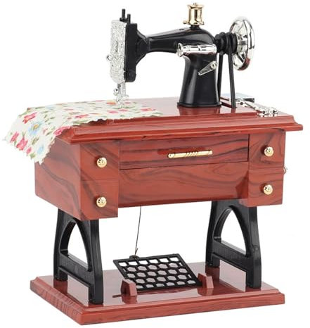 Aosrioylt Vintage Nähmaschine Spieluhr, Mini Kunststoff Spieluhr, Europäische Retro Klassische Lauffläche Nähmaschine, Mechanisches Uhrwerk Spieluhr für Home Decor Geburtstagsgeschenk (S)