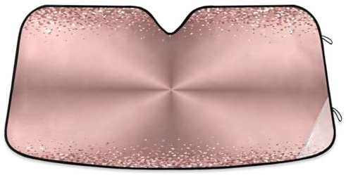 Parasole per parabrezza, in oro rosa, stile metallico, pieghevole, protezione dal calore, copertura per finestrino anteriore (S)