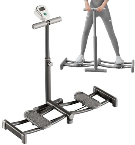 Skimaschine, Ski-Übungsgerät mit Echtzeitzähler, Trainingsgerät für Beine und Beckenbodenmuskulatur, Cardio Fitnessgeräte für Ganzkörpertraining zu Hause, Grau