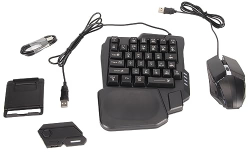 Half Hand Gaming Keyboard and Combo Wired Gaming Converter Set for Mobile Games, Compatible with, 10.0 13.3, RGB Keyboard and, 120 smoothness Operation