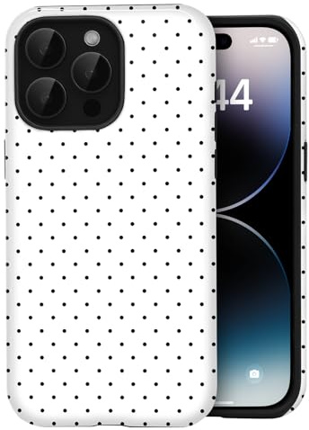 Amzfield Case for iPhone 12 Pro Max, Small Polka Dot Dual Layer Cute, White | Small Polka Dot Dotted Dual Layer Shockproof Retro Cute Girly for Girl Women Drop Protection Precise Cutouts Impact Resistant