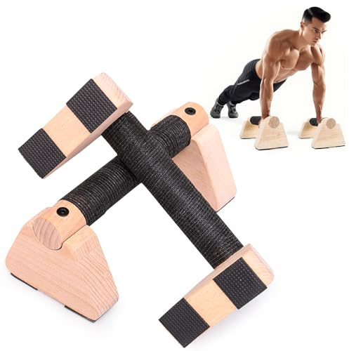 Cioquli 2 Stück Liegestützgriffe aus Holz, Push Up Bars, Handstand Griffe | Gelenkschonende Parallettes, Rutschfeste & Ergonomische Handstand Stütze,Calisthenics Equipment für Liegestütze Krafttraining