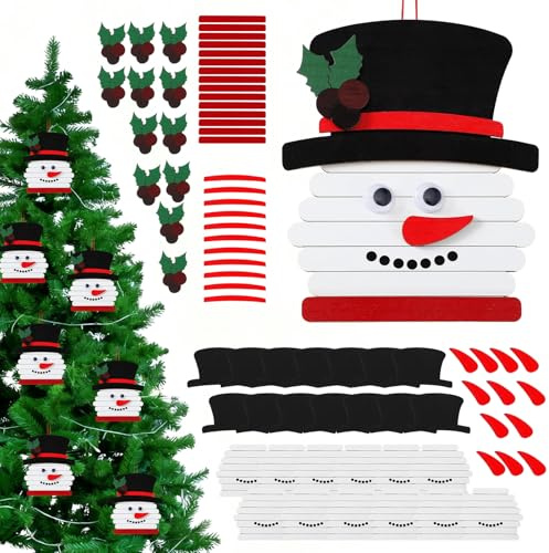 SPERMUOY Bastelset Schneemann,12 Stück kinder Schneemann Holz Bastelset winter für Weihnachten Deko DIY Handwerk