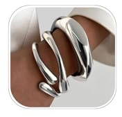 MIYUEFAN 3 Stück Chunky Armreif für Damen, Armreifen Set Armbänder Gold | 14K Vergoldet Irregulär Armbänder Modische Breite Armreifen Set Stapelbarer Modische Schmuck Geschenke für Frauen Mädchen