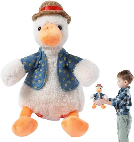 Pato Bailarín - 30cm Pato Cantante Juguete Peluche | Muñeco Interactivo Parlante Educativo - Material Suave Seguro | Regalo Musical Infantil Navidad