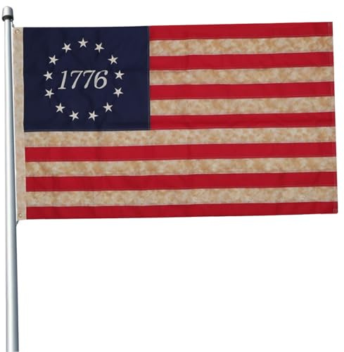 Drapeau 1776, 3x5 pieds drapeau américain vintage 13 colonies avec broderie 13 drapeaux de colonies pour affichage extérieur et intérieur 1776, américain vintage, drapeaux patriotiques, 250e annivers