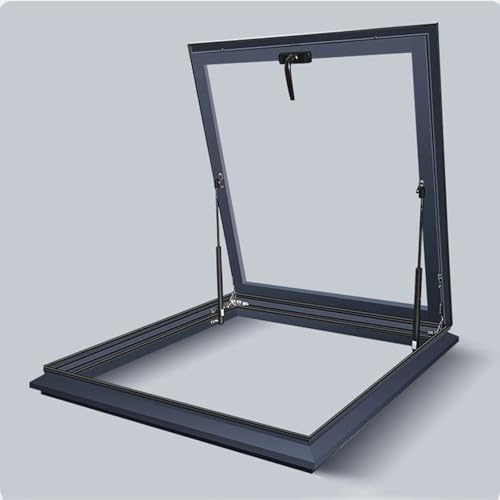 Customizable Skylight Window, Aluminum Roof Hatch Cover, Double Tempered Glass, Basement Window Well Covers, Egress Window Cover, Rooftop Hatch Lid with Remote Control