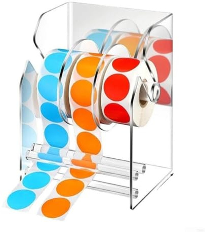 Transparenter Acryl-3-lagiger Aufkleber-Rollenhalter, Spender, Organizer für Etiketten, Schreibtisch-Aufbewahrungsregal, transparenter Ständer für Werkstatt, Büro