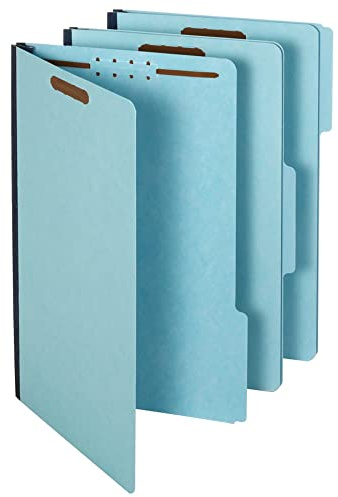 Globe Weis Pendaflex Pressboard Fastener Folders, Legal Size, Light Blue, 1 Expansion, 1/3 Cut, 25/BX (616F21-3BLU)