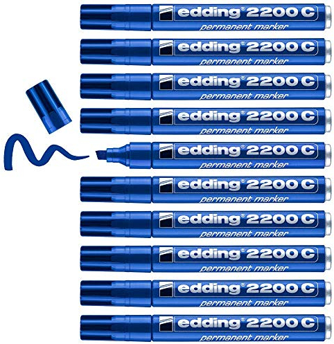 edding 2200 Permanentmarker Keilspitze Tinte indélibile ohne Lösungsmittel 10 Stück blau