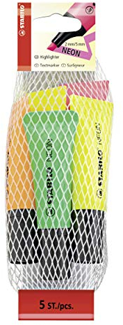 Stabilo NEON - Evidenziatore - Retina da 5 - Giallo