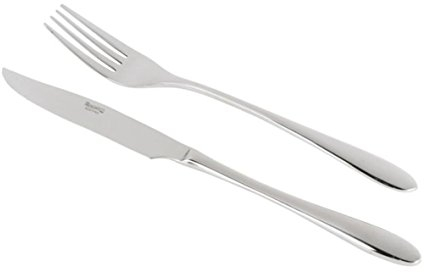 Michelino 2-teiliges Steakbesteck Besteck Steak Edelstahl 18/10, Spülmaschienenfest besonderem Wellenschliff Messer Steakgabel