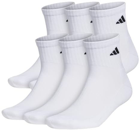 adidas Mens Athletic Cushioned Quarter Ankle Socks (6 Pairs) Durable & Comfortable