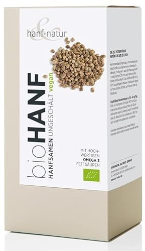 Speisehanf-Samen aus kontrolliert biologischem Anbau, Inhalt 500g, reich an Omega-3-Fettsäuren