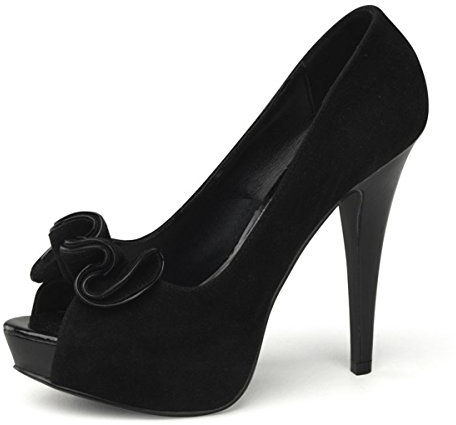 Higher Heels PleaserUSA Pinup Couture Plateaus Lolita-10 Suede schwarz Gr.38