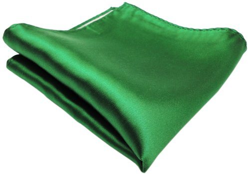 TigerTie gewebtes Designer Satin Seideneinstecktuch in grün verkehrsgrün Uni einfarbig - Pochette 30 x 30 cm - Einstecktuch 100% reine Seide