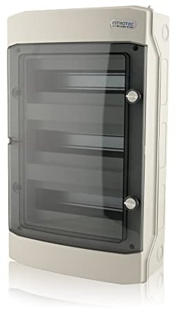 Intratec Centralino a parete, IP65 – Quadro di distribuzione esterno, quadro stagno per giardino, cantina, garage e spazi esterni, 3 file, 36 moduli, 534 x 319 x 144 mm, grigio