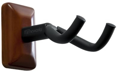 Gator Frameworks Guitar Wall Mount Hanger Fits Most Guitars, Acoustic, Electric, or Bass, with Mahogany Mounting Plate (GFW-GTR-HNGRMHG)