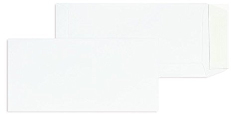 100 Stück, Versandtaschen, 110 x 220 mm (DIN Lang), Haftklebung mit Abziehstreifen, Gerade Klappe, 100 g/qm Offset, Ohne Fenster, Weiß, Blanke Briefhüllen